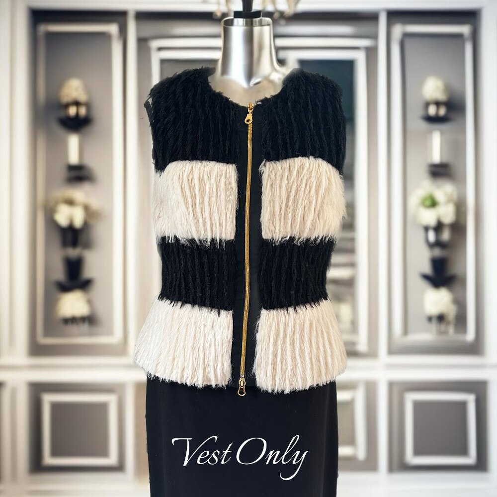 Moshary-Imitation Fur Black & White Vest Size Small